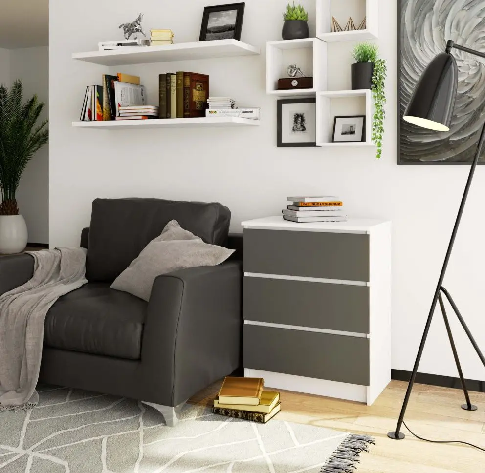 Комод Akord K60 3SZ (White/Graphite Gray)