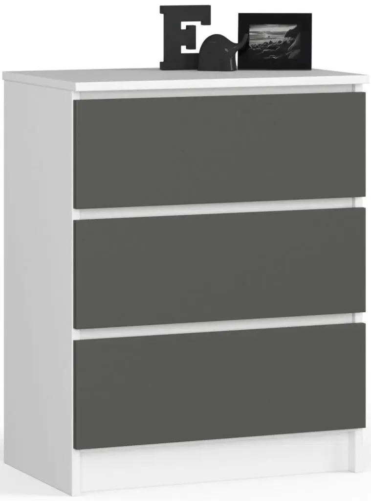 Комод Akord K60 3SZ (White/Graphite Gray)