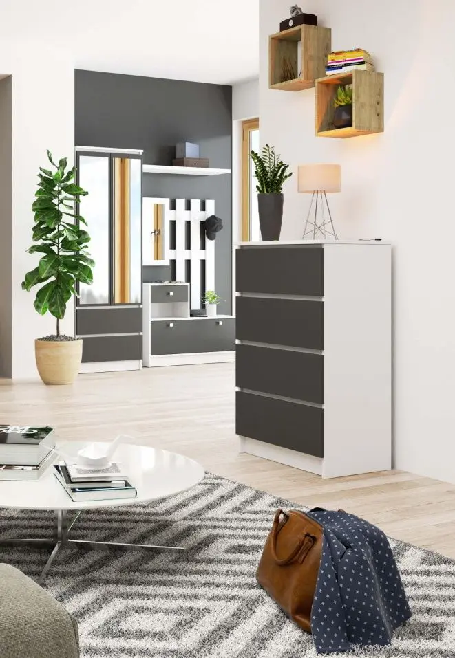 Комод Akord K60 4SZ (White/Graphite Gray)