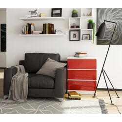 Comoda Akord K60 3SZ (White/Red Gloss)