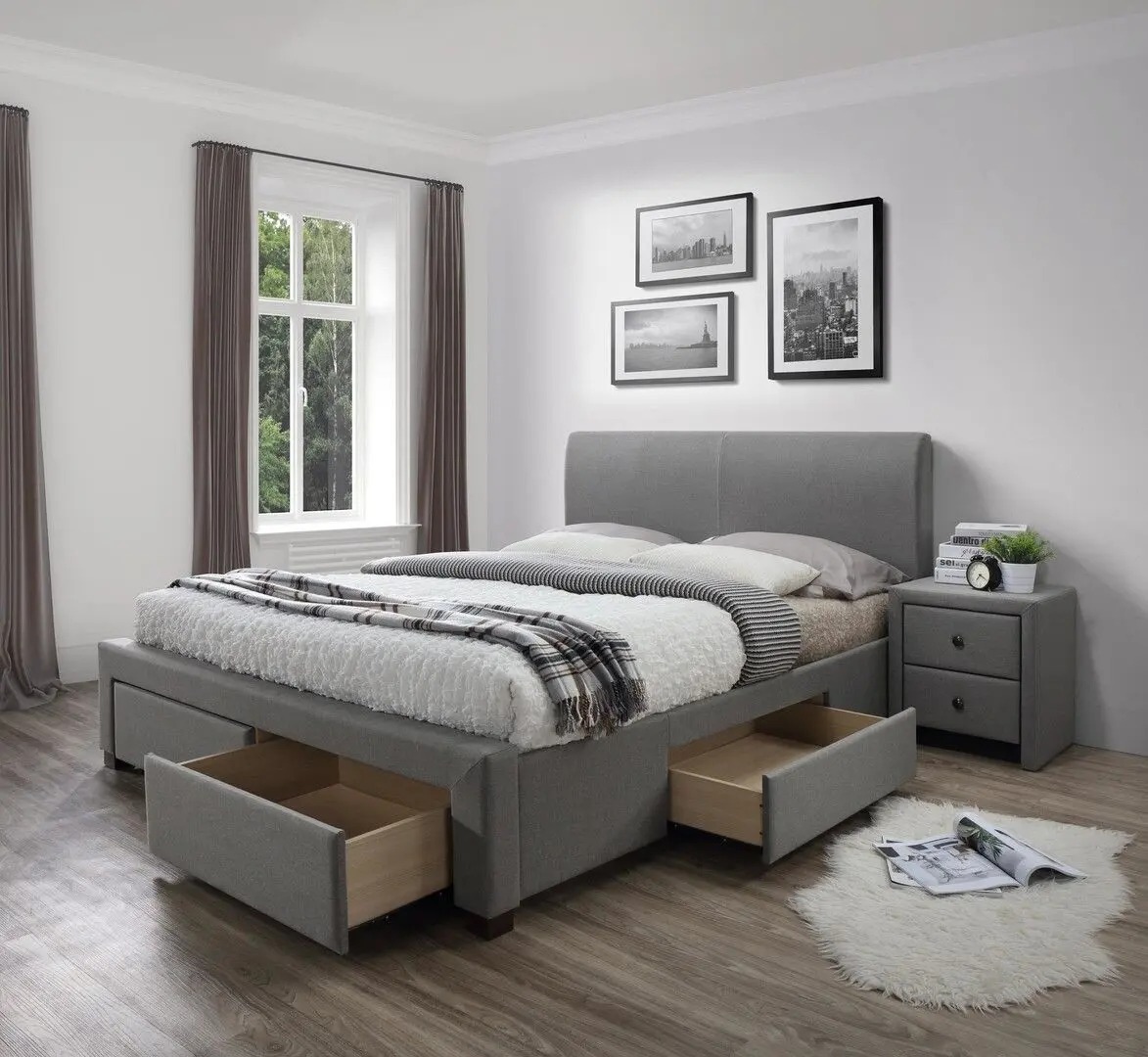 Pat Halmar Modena cu sertare 180x200 (Gray) - 4