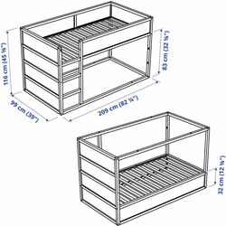 Pat reversibil Ikea Kura 90x200 (Alb/Pin) Thumb