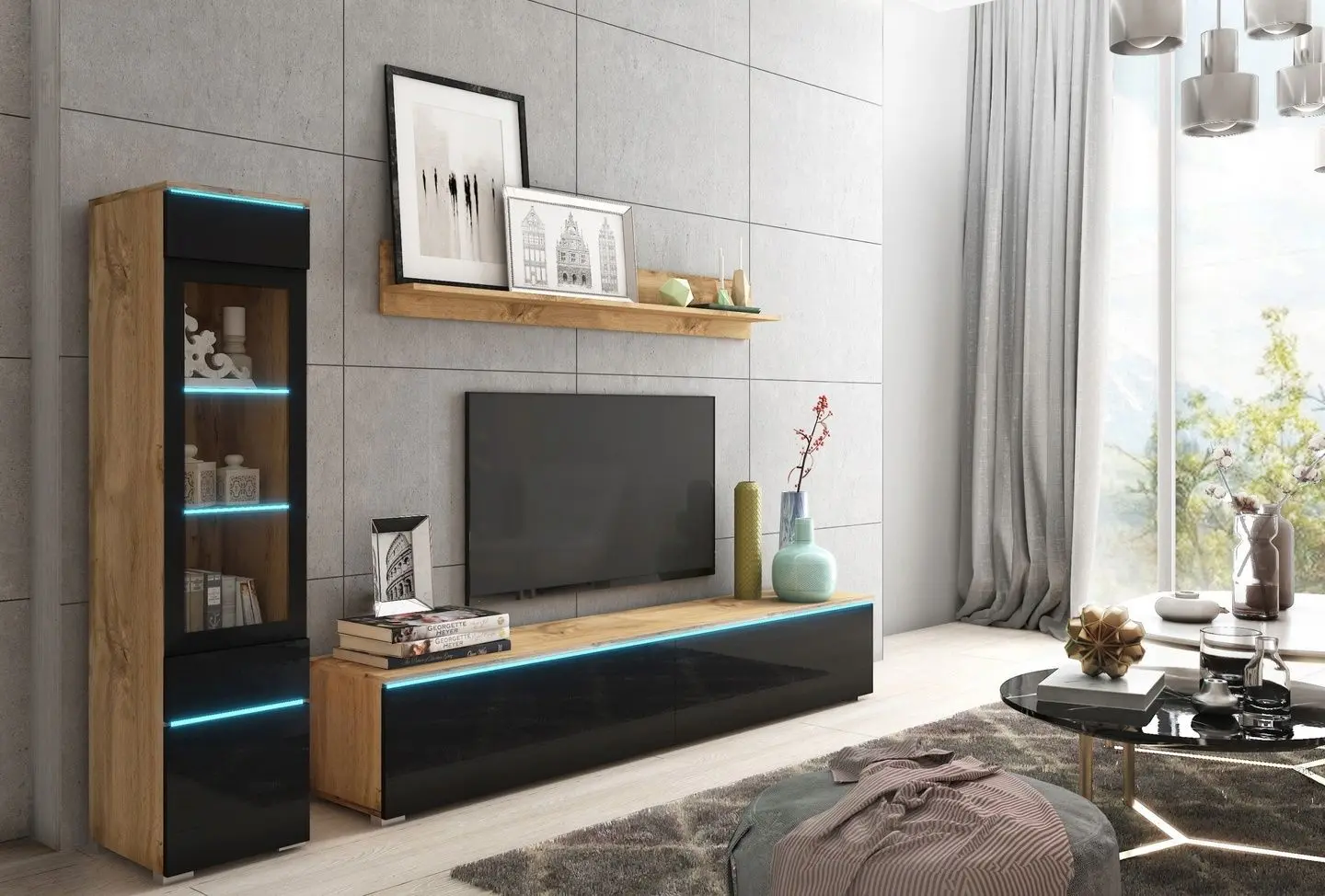 Living Bratex Vera I (Wotan Oak/Black Gloss)