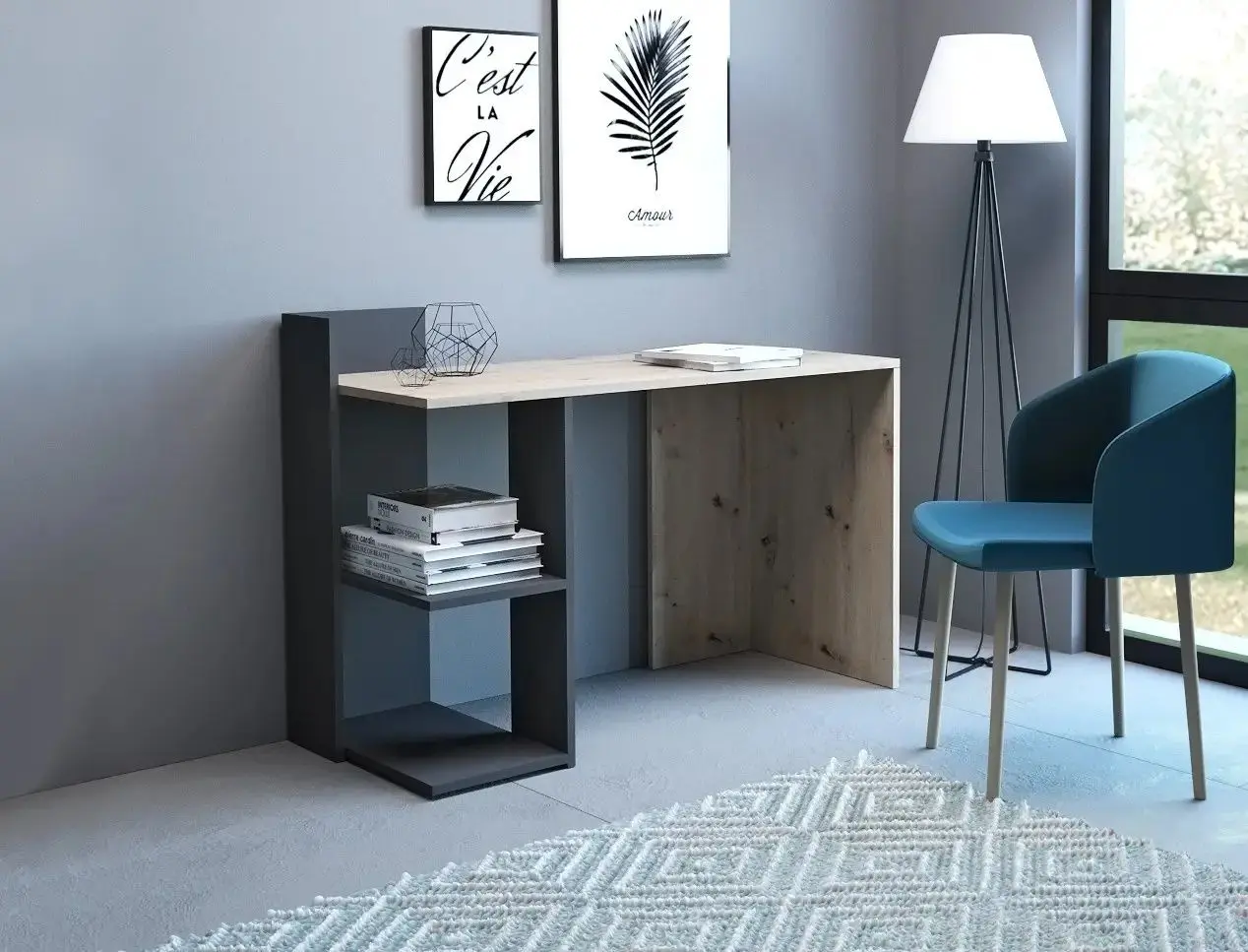 Письменный стол Yasen Paco PC1 (Дуб Артизан/Антрацит)