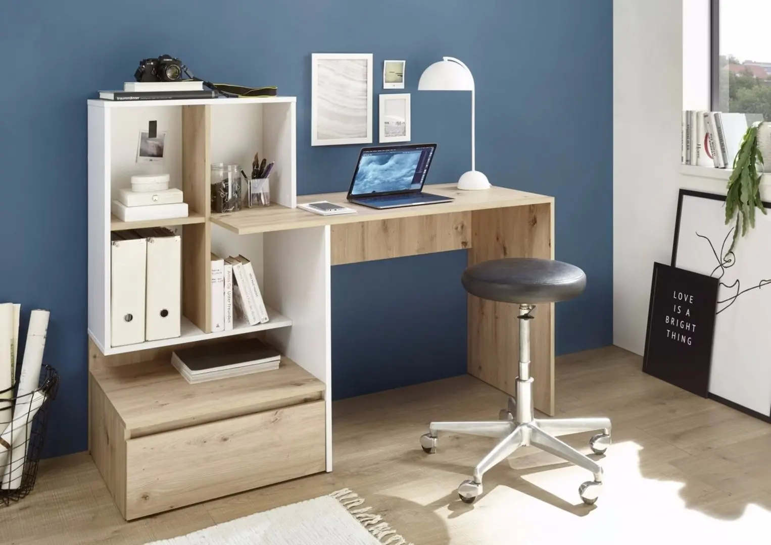 Masa de birou Yasen Paco PC2 (Artisan Oak/White)