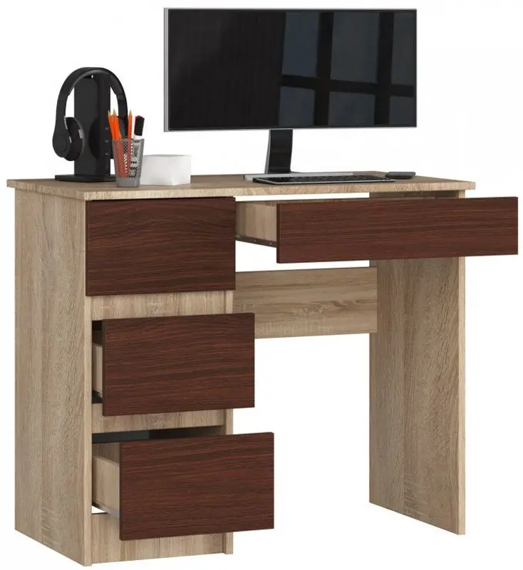 Masa de birou Akord A-7 90 Left (Sonoma Oak/Wenge)