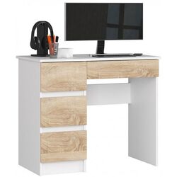 Masa de birou Akord A-7 90 Left (White/Sonoma Oak) Thumb