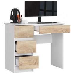 Masa de birou Akord A-7 90 Left (White/Sonoma Oak) Thumb