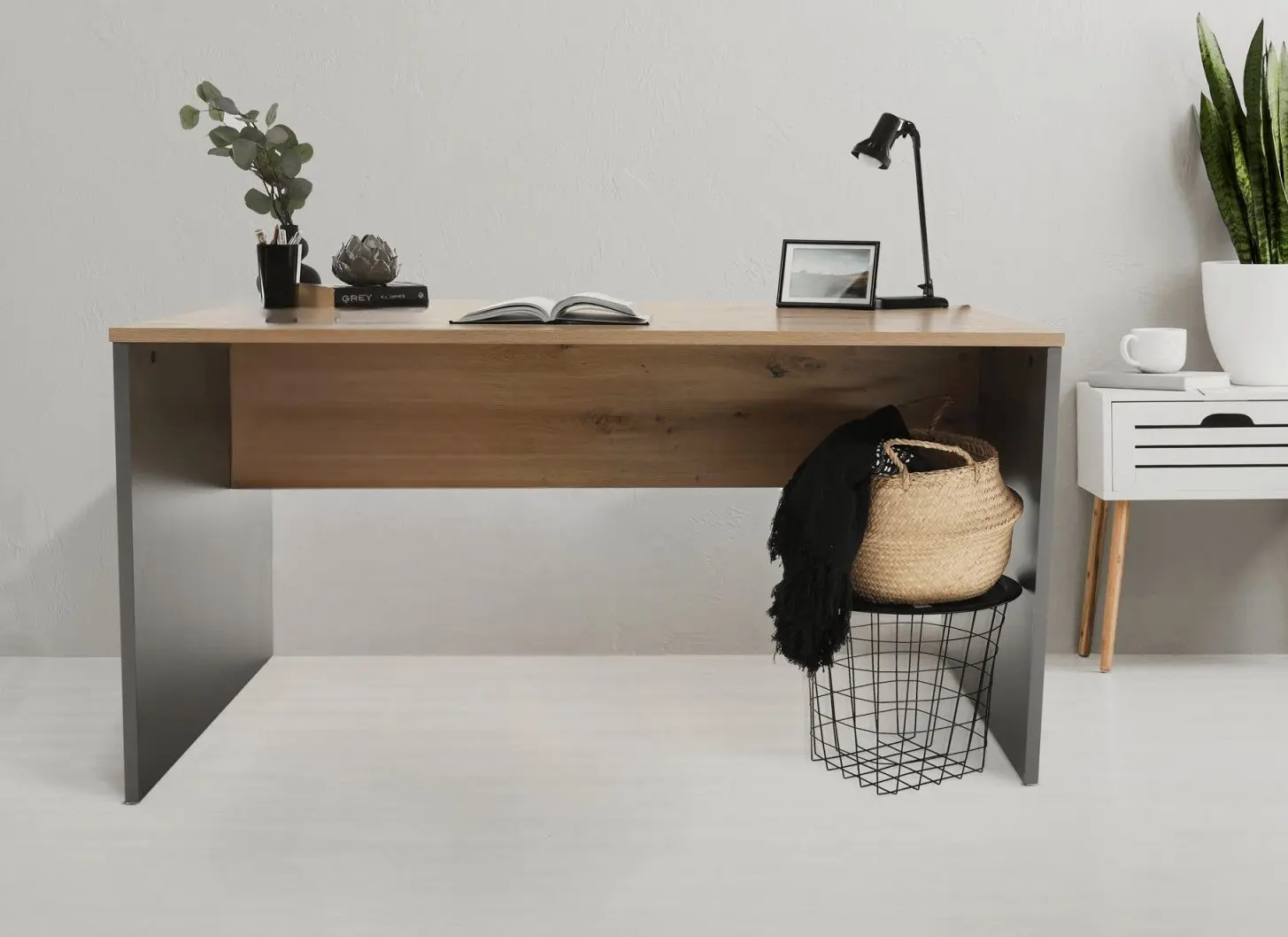 Masa de birou Tempo Kondela Rioma New Typ 11 (Graphite/Artisan Oak)