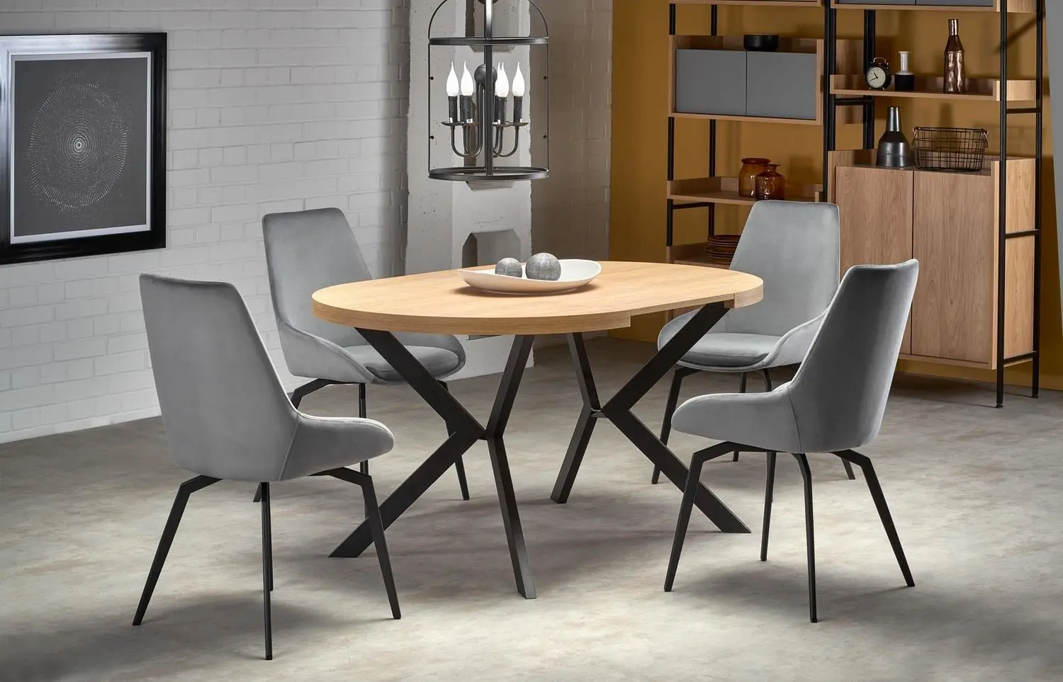 Стол раскладной Halmar Peroni 100-250cm (Golden Oak/Black)