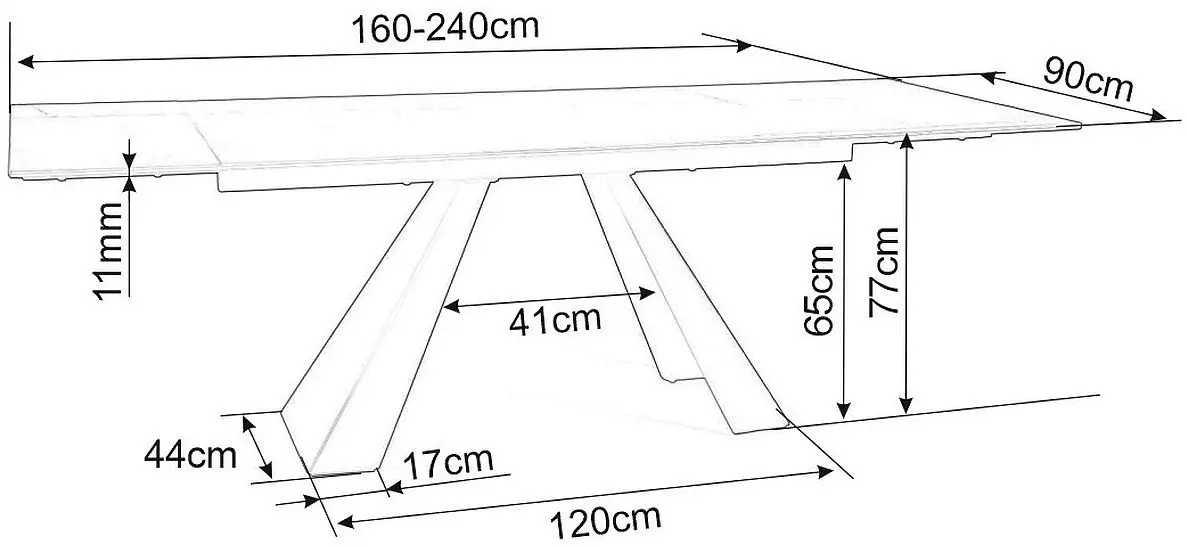 Masa extensibila Signal Salvadore Ceramic (Marble Gray/Matte Black)