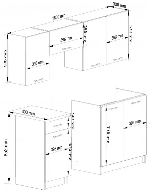 Bucatarie Akord Oliwia 1.8m (White)