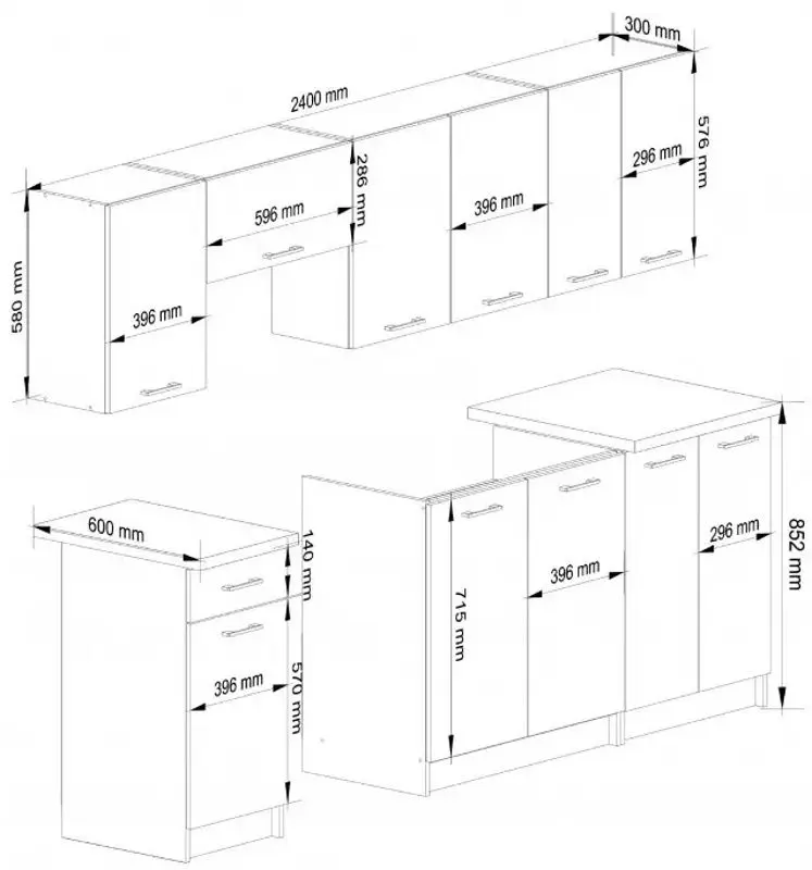 Bucatarie Akord Oliwia 2.4m (White)
