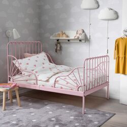 Кровать раздвижная Ikea Minnen с реечным дном 80x200 (Светло-розовый)
