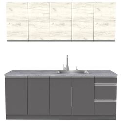 Модульная кухня Yasen Мадера 2.0м Сушка (Белый/Дуб Крафт Белый/Графит Серый) Thumb