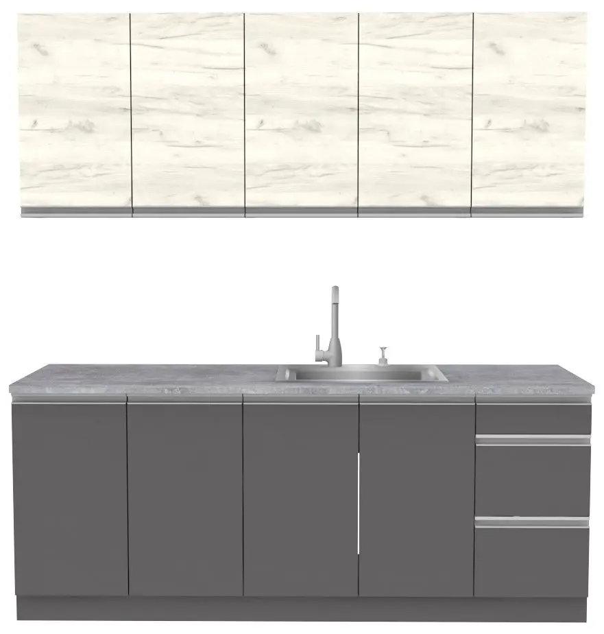 Модульная кухня Yasen Мадера 2.0м Сушка (Белый/Дуб Крафт Белый/Графит Серый)