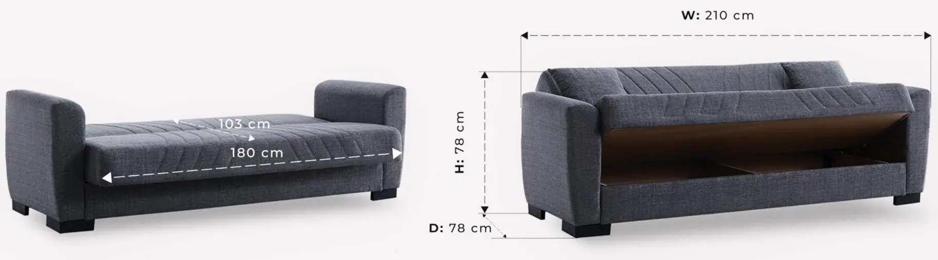 Диван Fabulous Lori 3-местный 50-002 (Dark Gray)