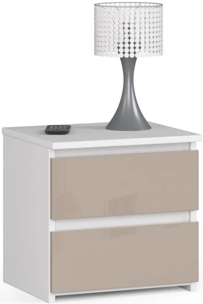 Noptiera Akord CL2 2SZ (White/Cappuccino Gloss)