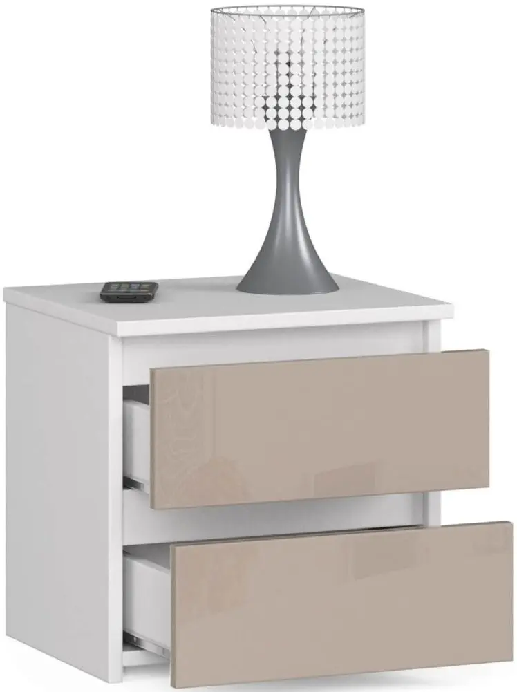 Noptiera Akord CL2 2SZ (White/Cappuccino Gloss)