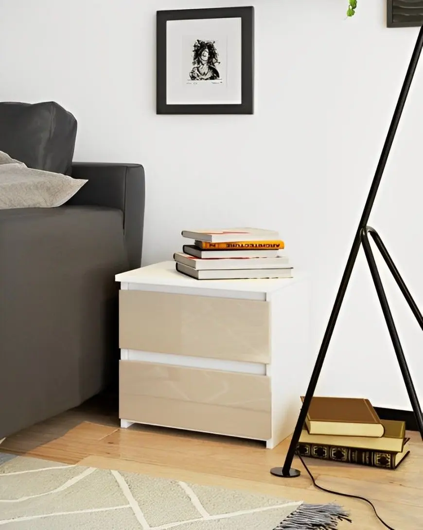 Noptiera Akord CL2 2SZ (White/Cappuccino Gloss)