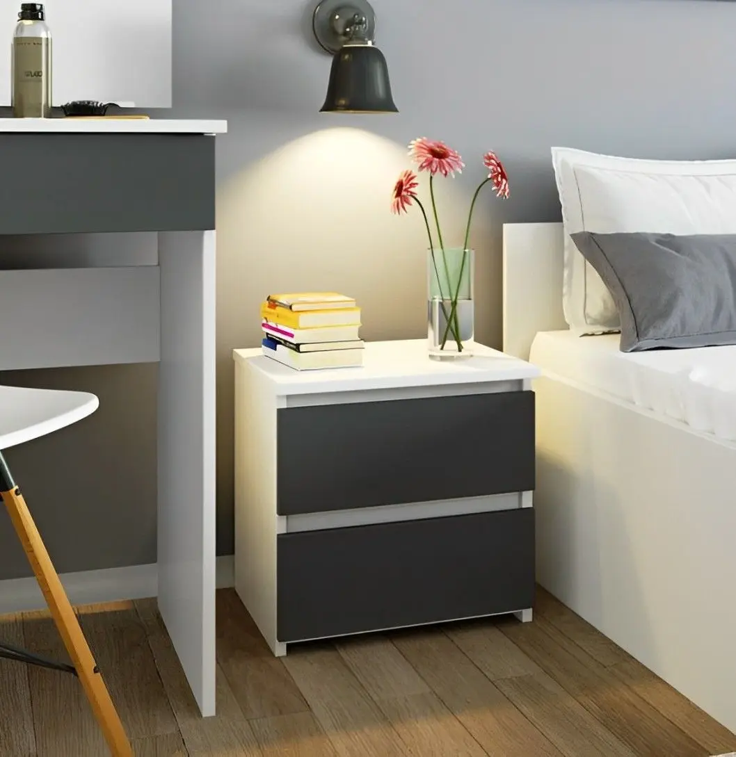 Тумба прикроватная Akord CL2 2SZ (White/Graphite Gray)
