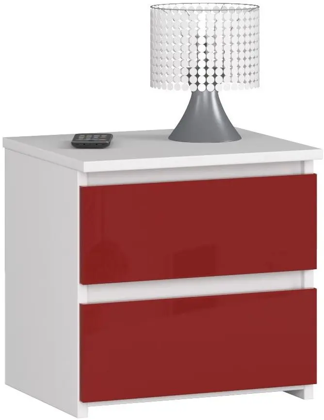 Тумба прикроватная Akord CL2 2SZ (White/Red Gloss)
