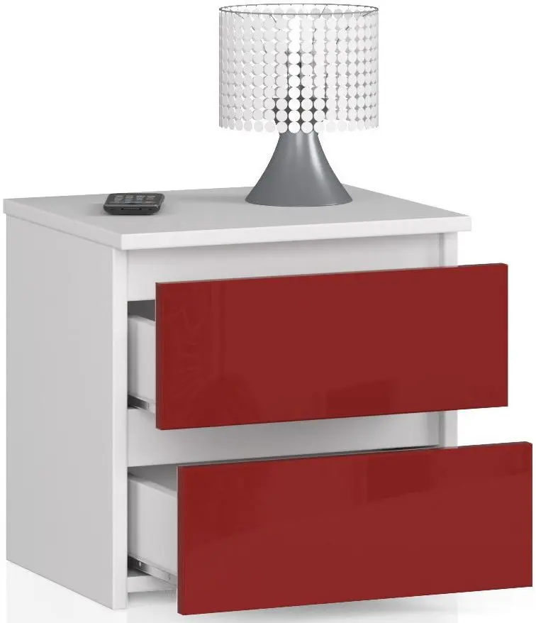 Тумба прикроватная Akord CL2 2SZ (White/Red Gloss)