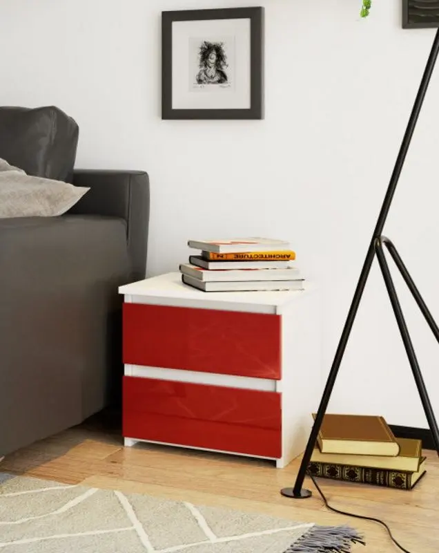 Тумба прикроватная Akord CL2 2SZ (White/Red Gloss)