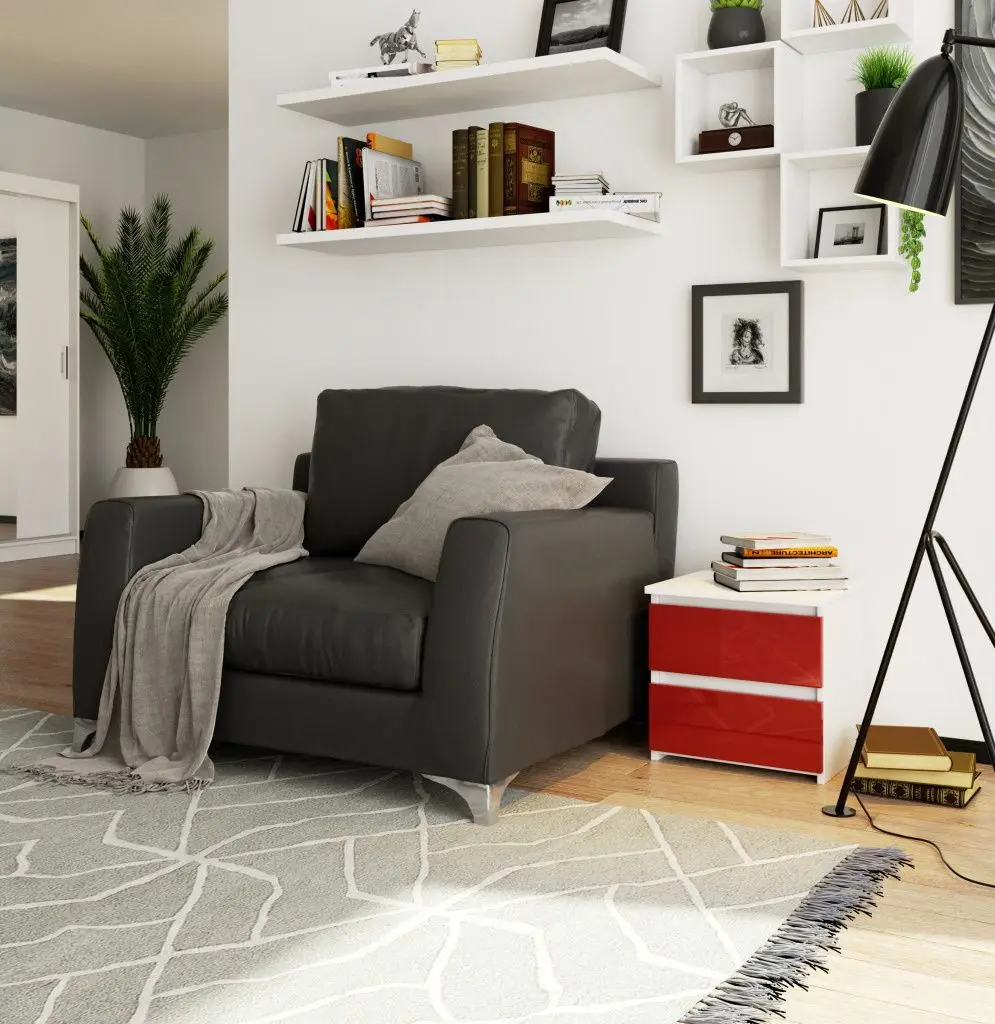 Тумба прикроватная Akord CL2 2SZ (White/Red Gloss)