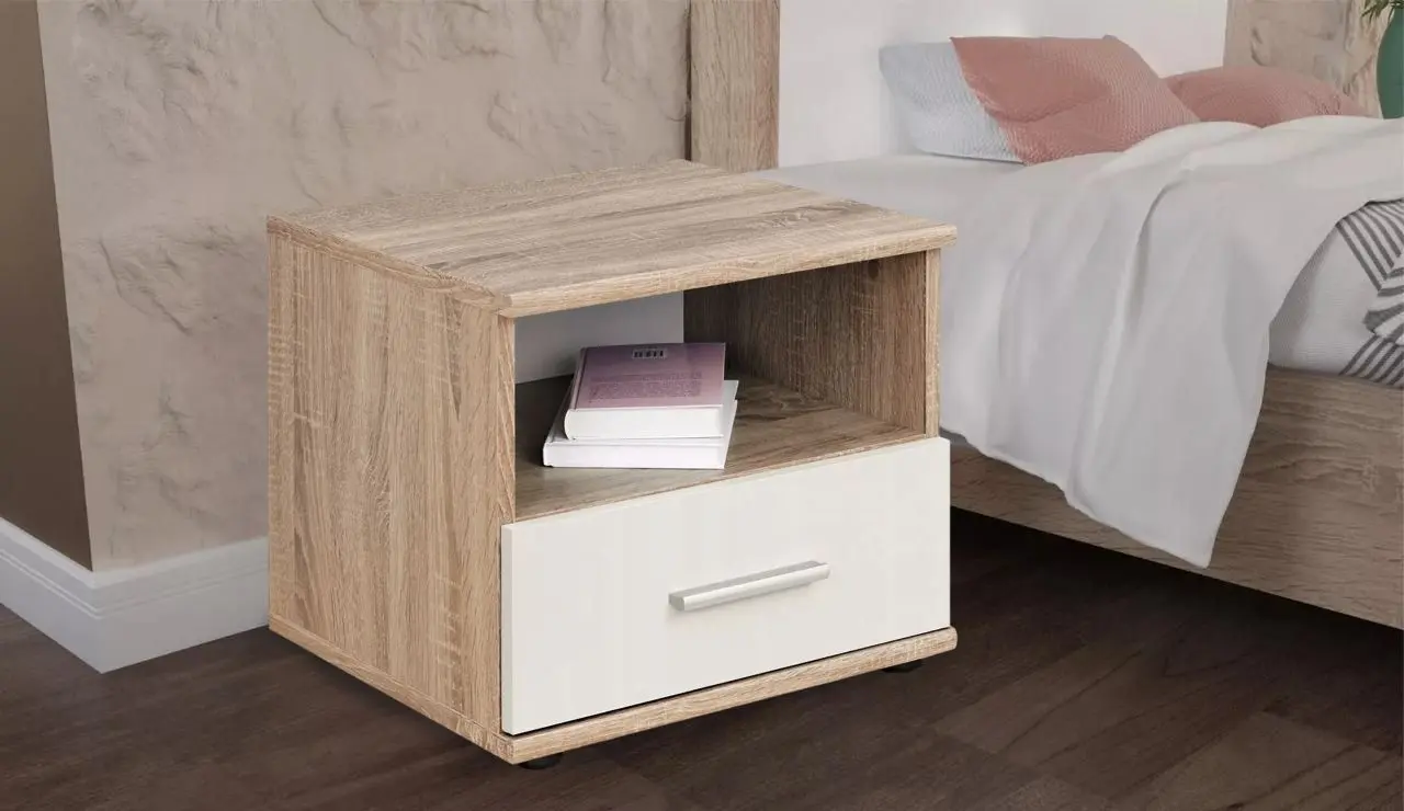 Тумба прикроватная ASM Dino DSW DI-05 (Sonoma Oak/White Matt)