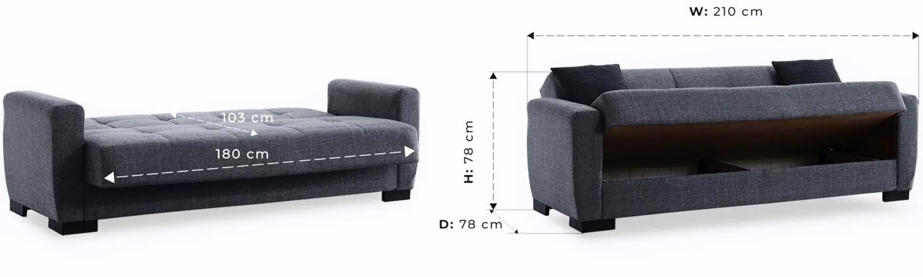 Canapea Fabulous Baran 3-locuri 50-002 (Dark Gray)