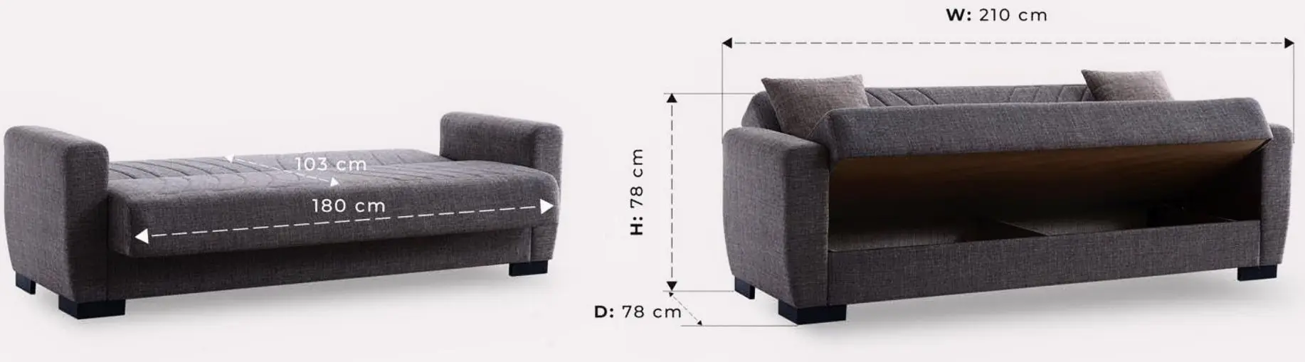 Canapea Fabulous Poem 3-locuri 50-002 (Dark Gray)