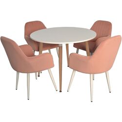 Set de sufragerie Evelin DT 402-1 + LC-621 Wh White/Pink (1+4)