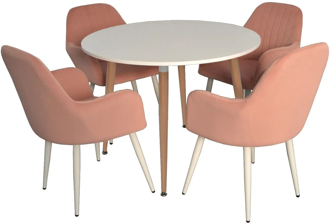 Set de sufragerie Evelin DT 402-1 + LC-621 Wh White/Pink (1+4)