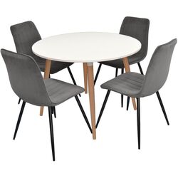 Set de sufragerie Evelin DT 402-1 + XR-154 B White/Grey (1+4)