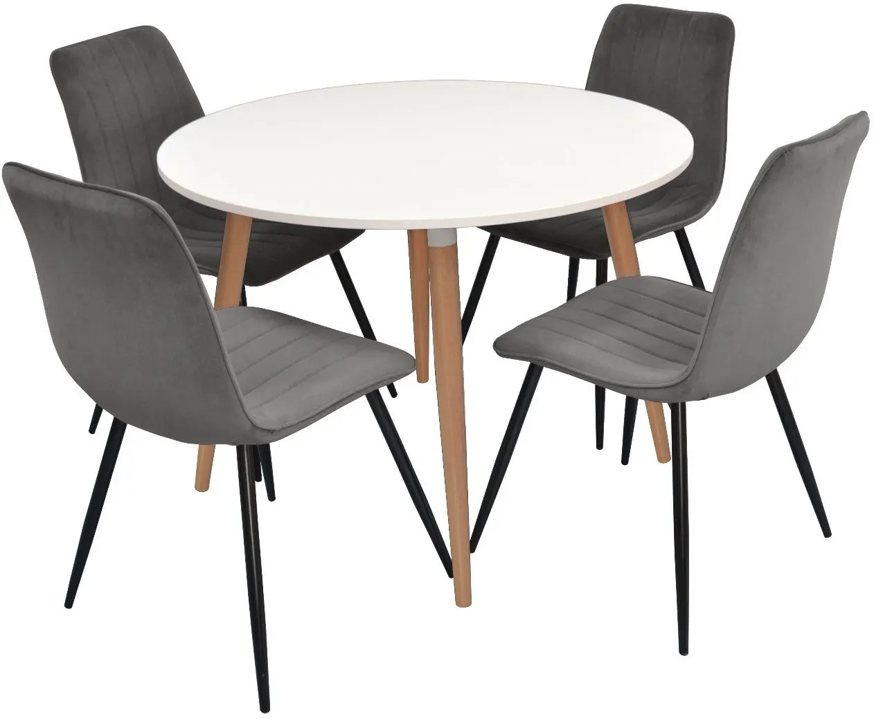 Set de sufragerie Evelin DT 402-1 + XR-154 B White/Grey (1+4)