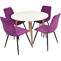 Set de sufragerie Evelin DT 402-1 + XR-154 B White/Lilac (1+4)