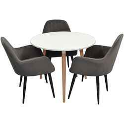 Set de sufragerie Evelin DT 404-1 + LC-621 B White/Dark Grey (1+3)