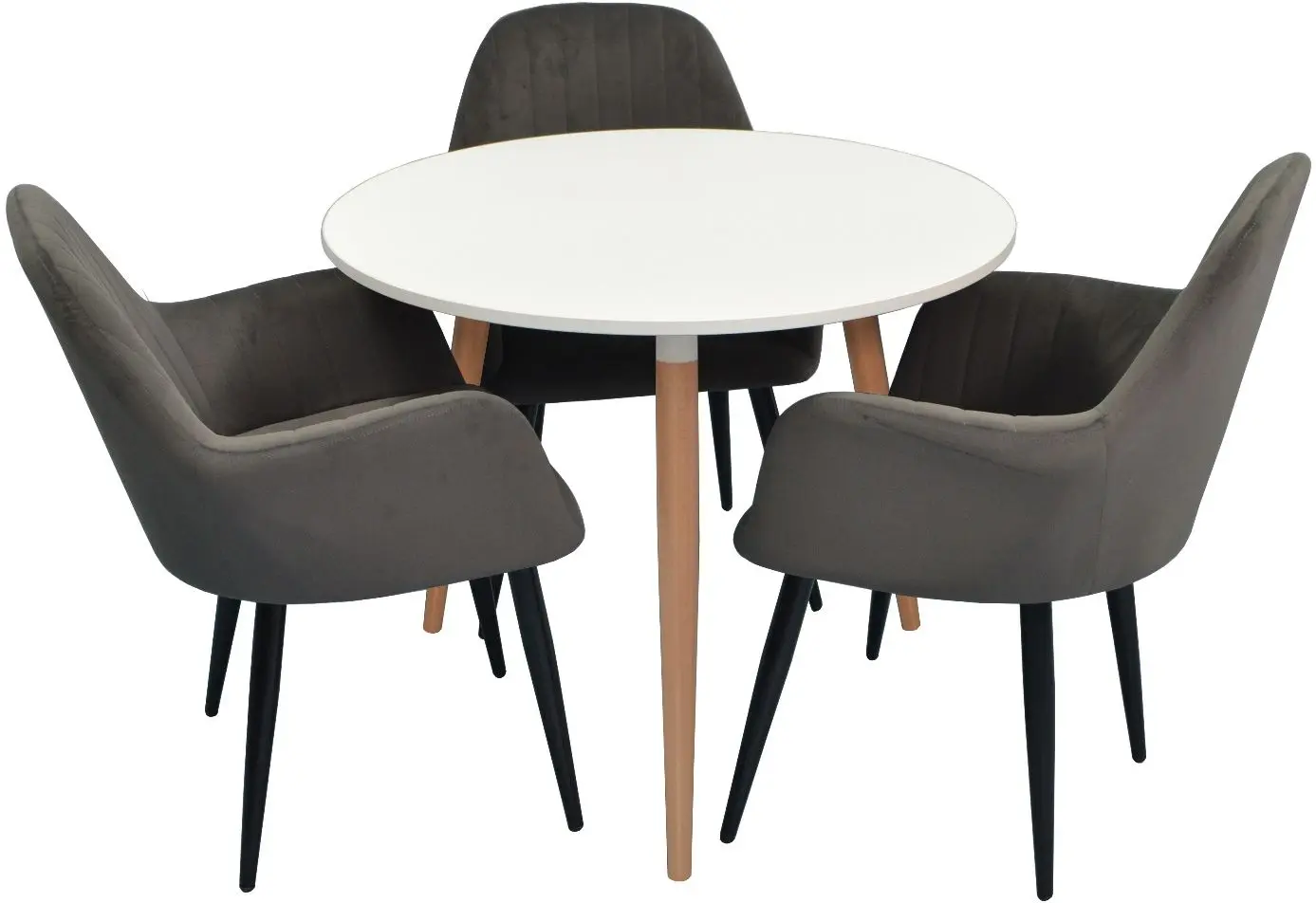 Set de sufragerie Evelin DT 404-1 + LC-621 B White/Dark Grey (1+3)