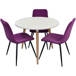 Set de sufragerie Evelin DT 404-1 + XR-154 B White/Lilac (1+3)