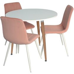 Set de sufragerie Evelin DT 404-1 + XR-154 Wh White/Pink (1+3)