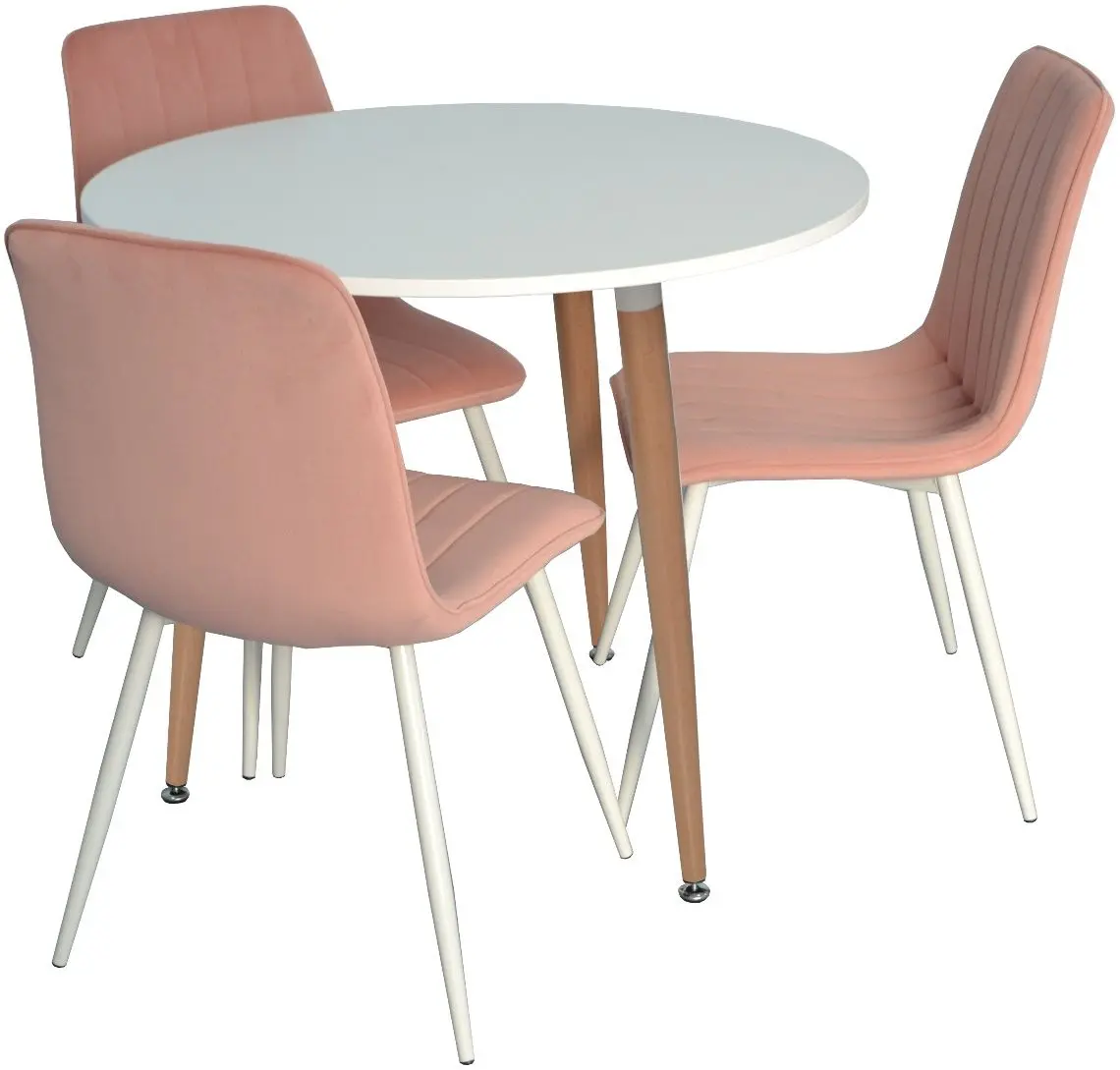 Set de sufragerie Evelin DT 404-1 + XR-154 Wh White/Pink (1+3)