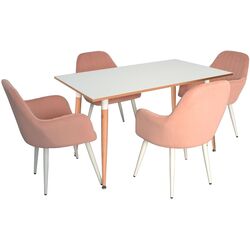 Set de sufragerie Evelin DT 405-1 + LC-621 Wh White/Pink (1+4)