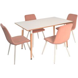 Set de sufragerie Evelin DT 405-1 + XR-154 Wh White/Pink (1+4)