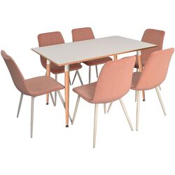 Set de sufragerie Evelin DT 405-1 + XR-154 Wh White/Pink (1+6)