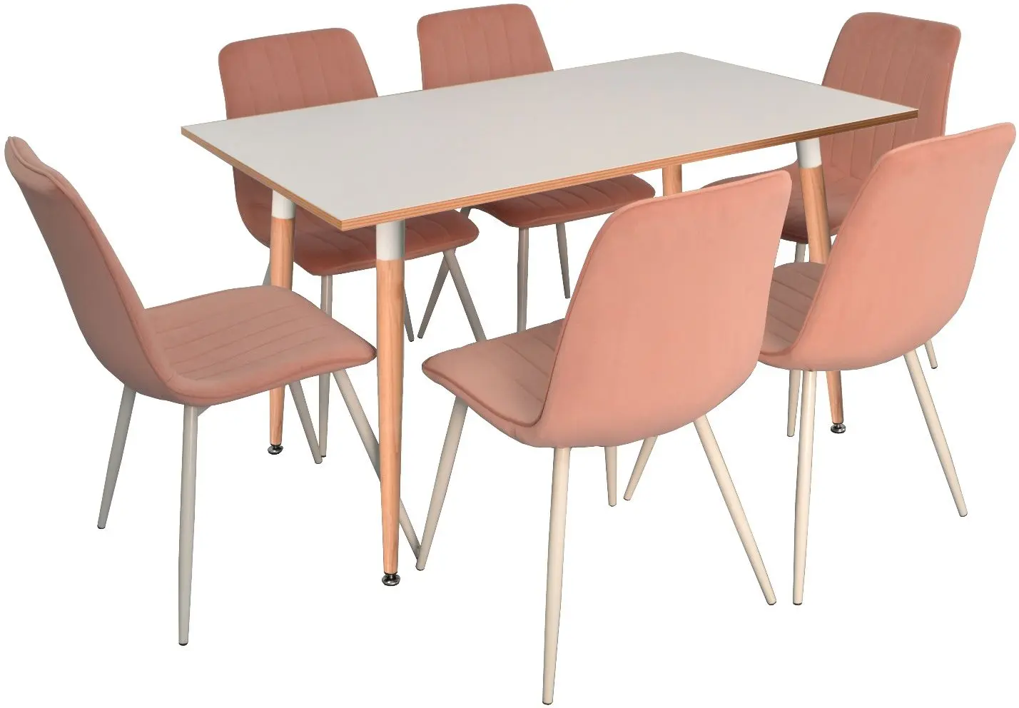 Обеденный набор Evelin DT 405-1 + XR-154 Wh White/Pink (1+6)