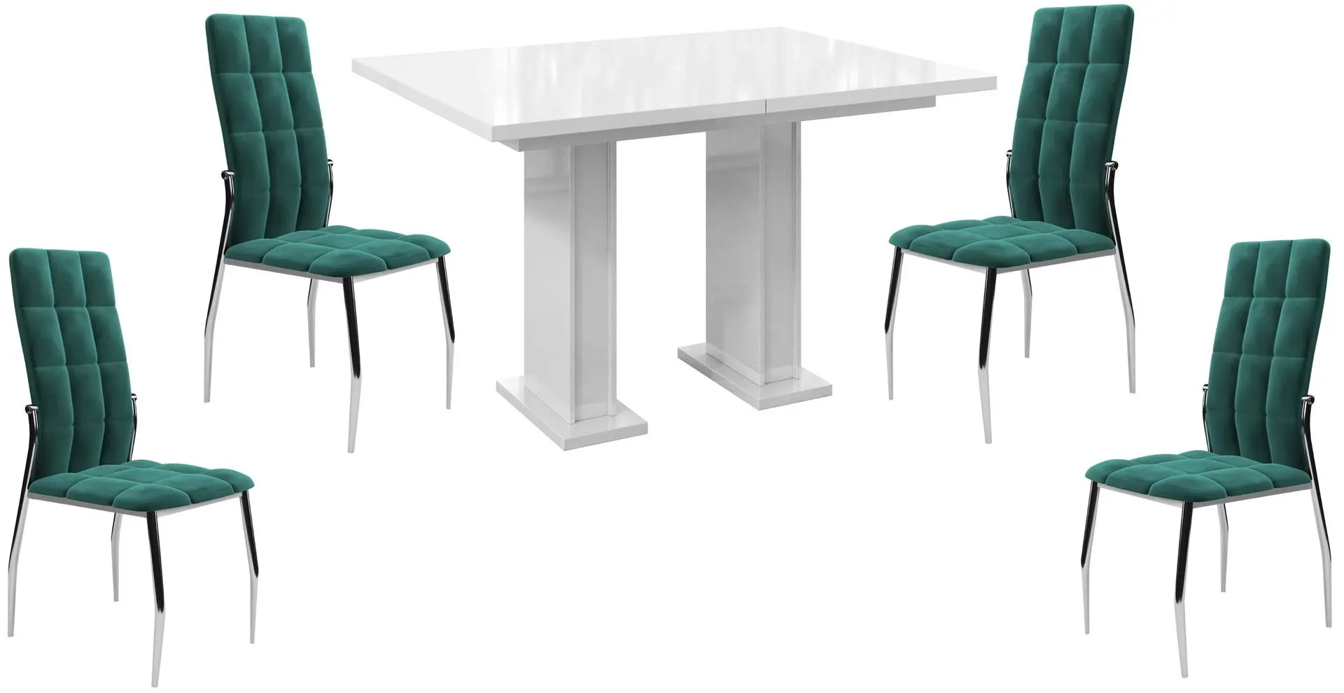 Set masa scaune Smad SmadHouse White Gloss/Green (1+4)