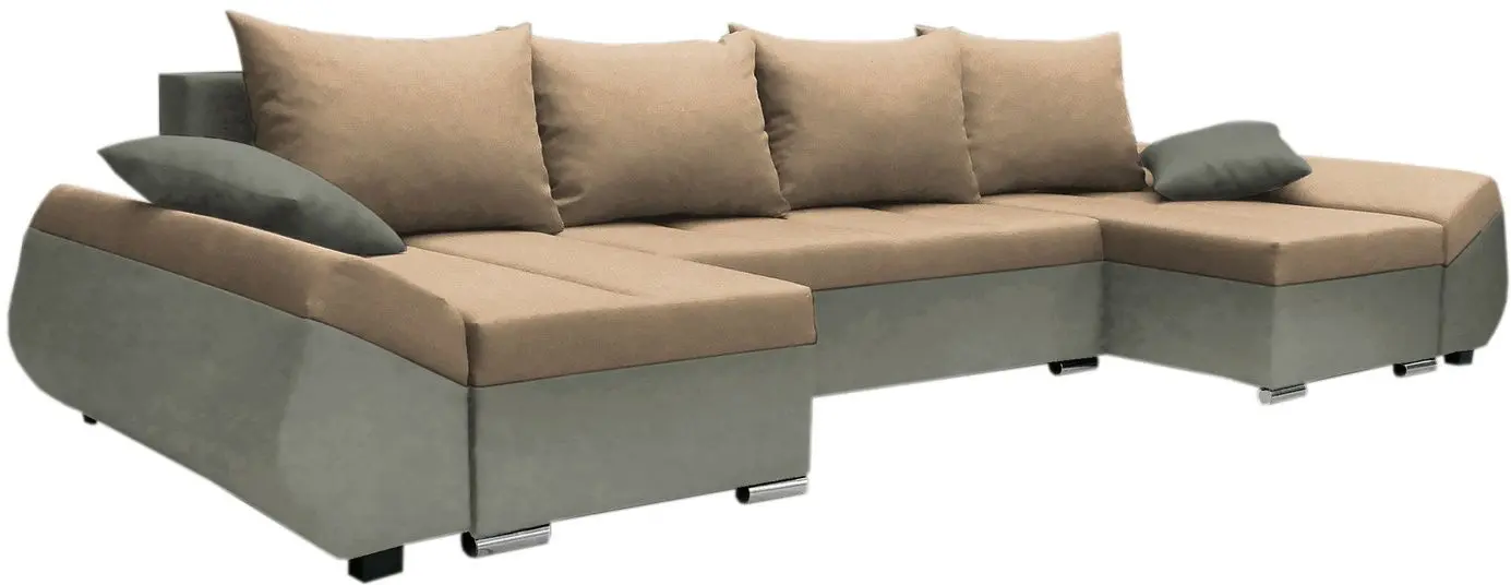 Диван П-образный Space Meble Korfu U Mikrofaza 05/Mikrofaza 14 (Brown Light/Gray-Green) - 2