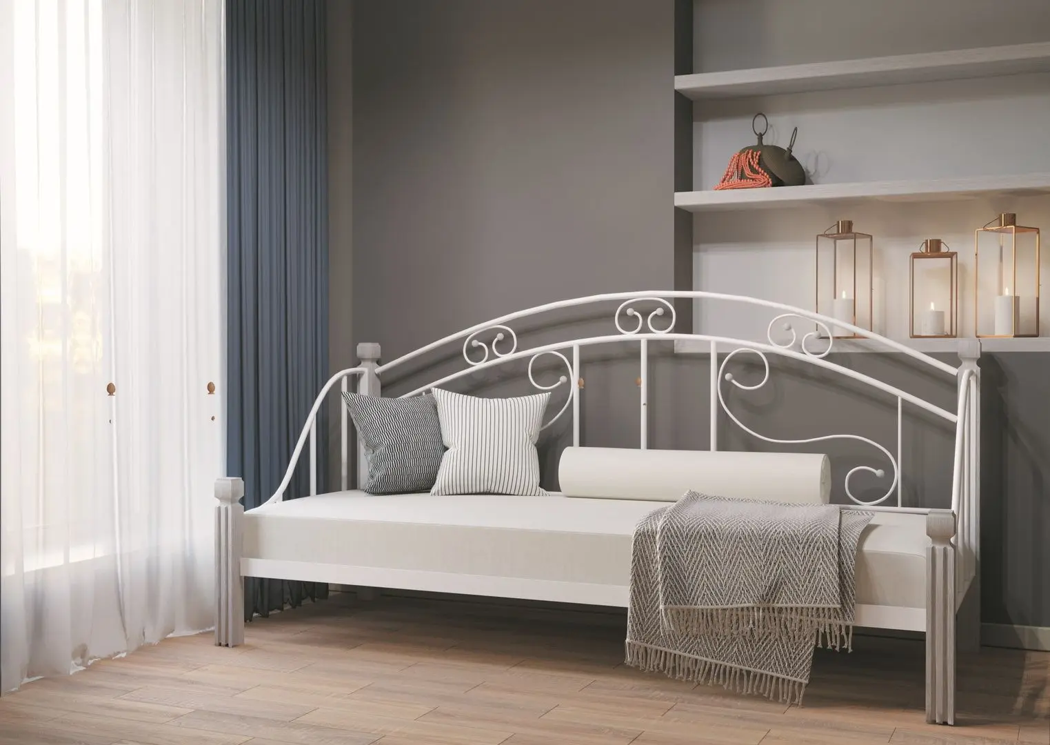 Canapea-pat Металл-Дизайн Orfey 80x190 White (picioruse lemn) - 3