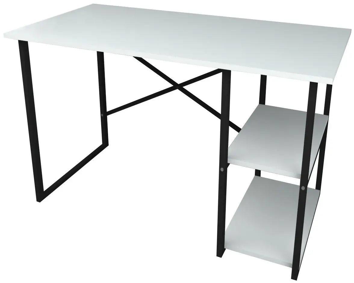 Masa de birou Bofigo 2 rafturi (White/Black)